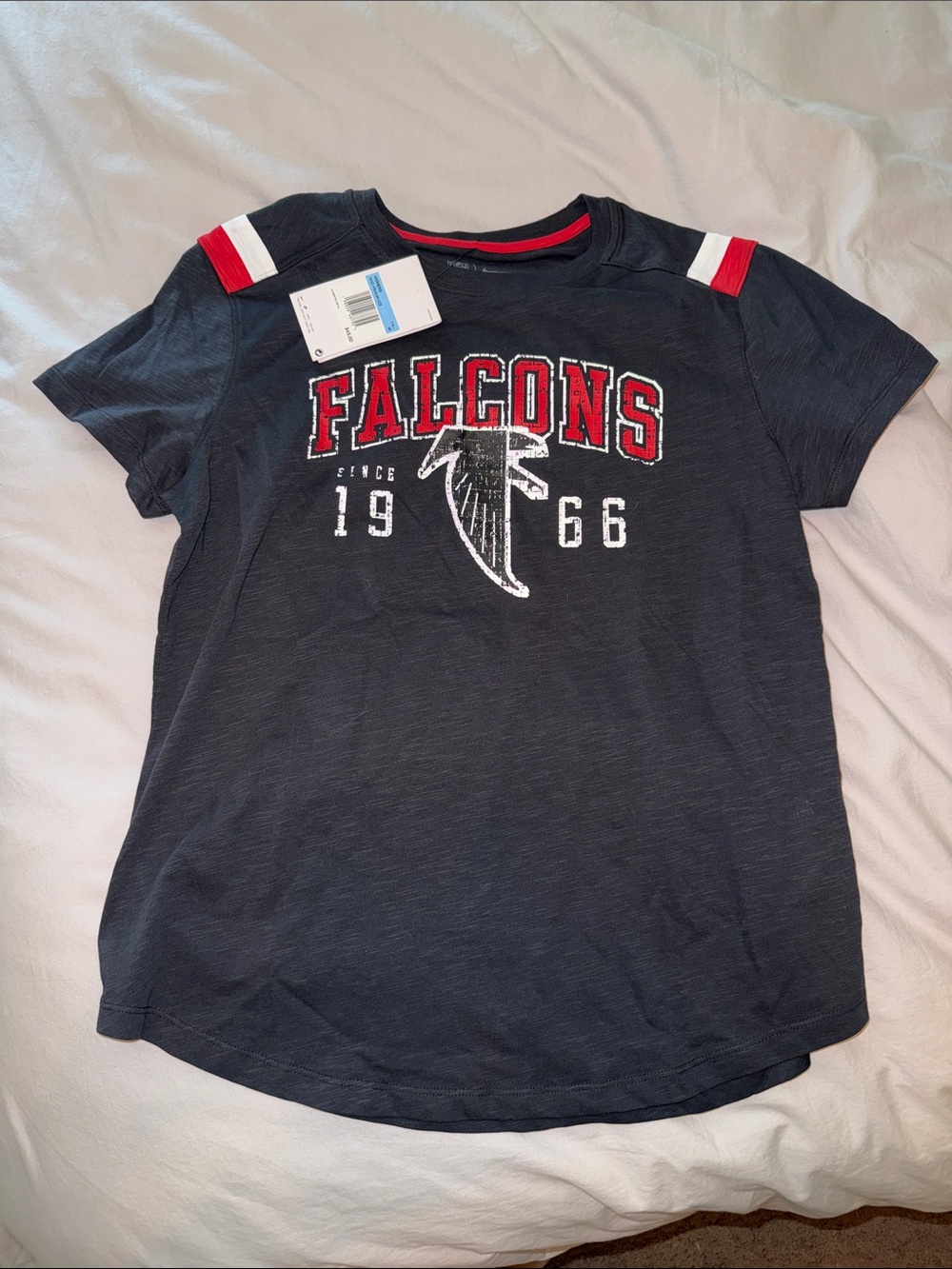 NFL Falcons Black Tee with Red & White Details